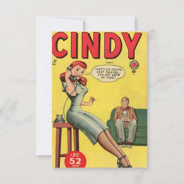 bok-anteckningskort för "Cindy"-Tecknad Tack Kort (Framsida)