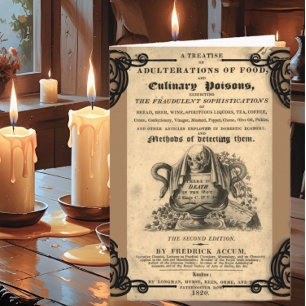 Bok av matförgiftningar från 1820 antika skalle kort