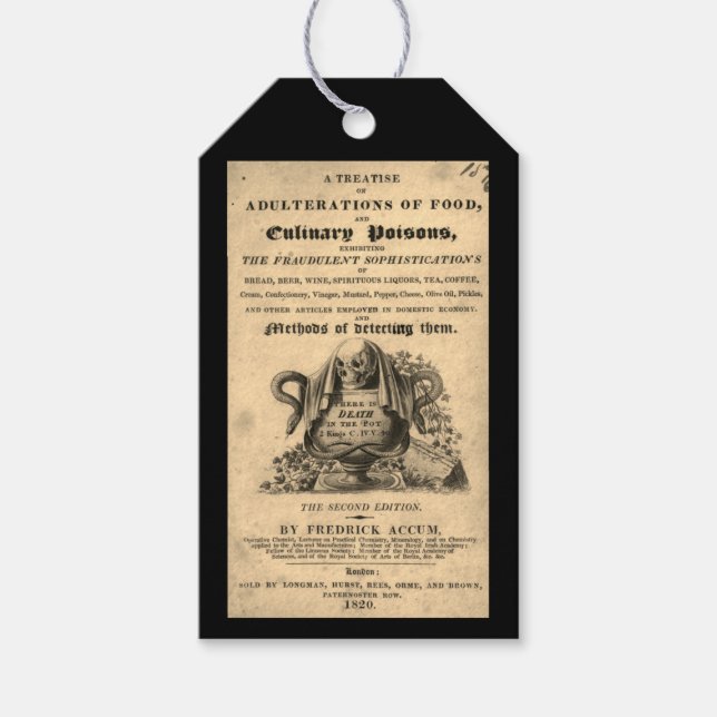 Bok av matförgiftningar från 1820 antika skalle presentetikett (Framsidan)