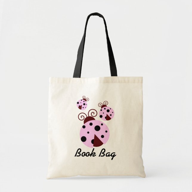 Bok Bag.pink för nyckelpiga tre och svartkryp Tygkasse (Framsidan)
