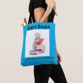 Bok Bag Tote w/ Anpassat namn Tygkasse