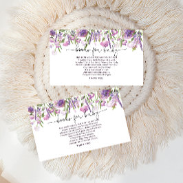 Bok Begär Lila WildblomBaby Shower Tilläggskort