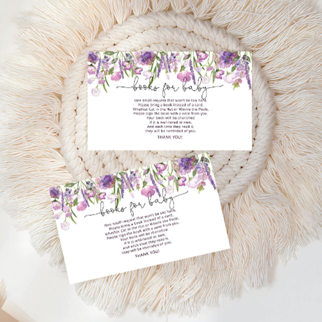 Bok Begär Lila WildblomBaby Shower Tilläggskort (Skapare uppladdad)