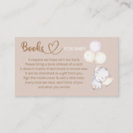 Bok-begäran om Baby Elephant Baby Shower Tilläggskort