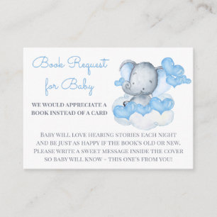 Bok-begäran om Pojke Elephant Baby Shower Tilläggskort