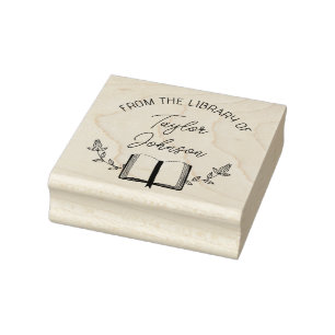 Bok bibliotek-bokplattan Anpassningsbar blommigt d Stämpel