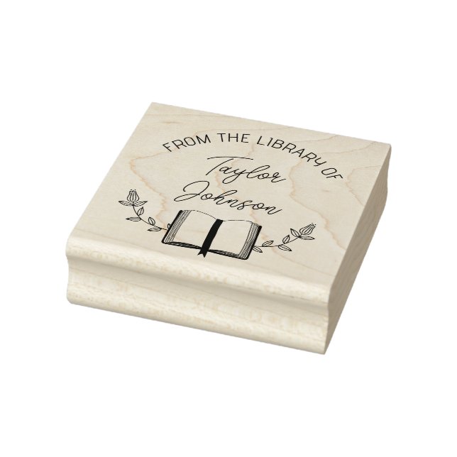 Bok bibliotek-bokplattan Anpassningsbar blommigt d Stämpel (Stämpel)