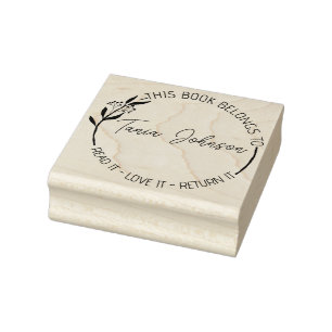 Bok bibliotek bokskylt Anpassningsbar blommigt uta Stämpel