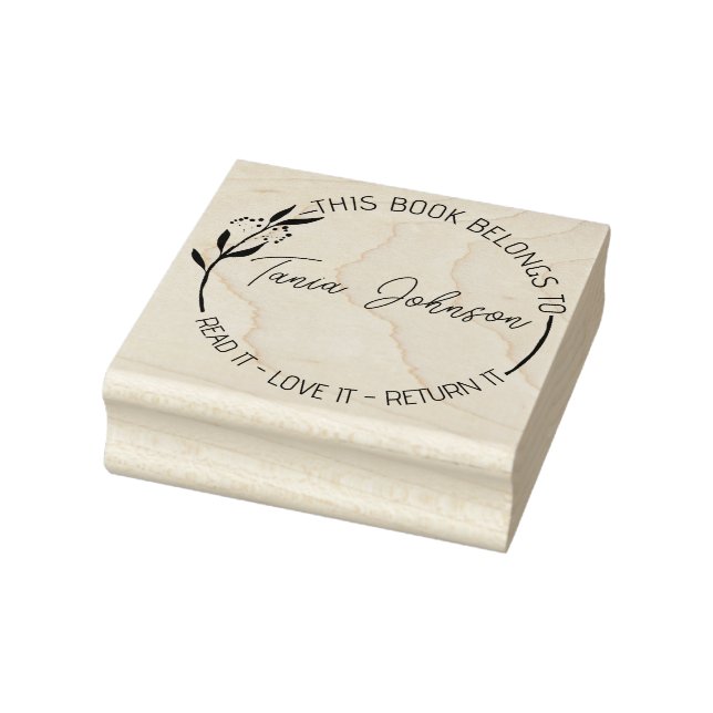 Bok bibliotek bokskylt Anpassningsbar blommigt uta Stämpel (Stämpel)