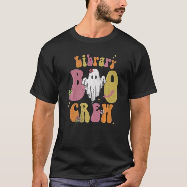 bok Bibliotek Boo Crew Halloween Librarian Gr T Shirt (Framsida)