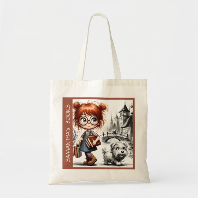 Bok Bibliotek Flickans hobby, färglös målning Tygkasse (Framsidan)