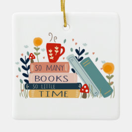 Bok Bibliotek Läsning av barnskola i Älskare Julgransprydnad Keramik