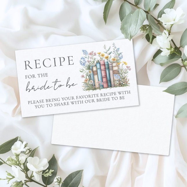 Bok Bröllopsdusch Receptförfrågan Tilläggskort (Book Bridal Shower Recipe Request Enclosure Card )