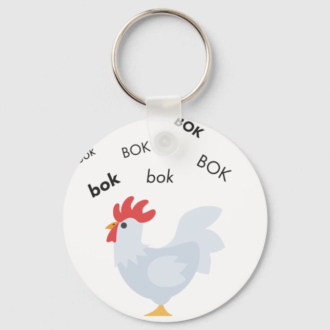Bok Chicken Cute Emoji Nyckelring (Framsida)