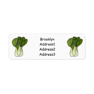 Bok choy cartoon illustration returadress etikett