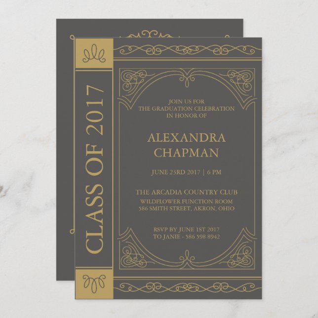 Bok Cover Editable Färg Student meddelande Inbjudningar (Fram/baksida)