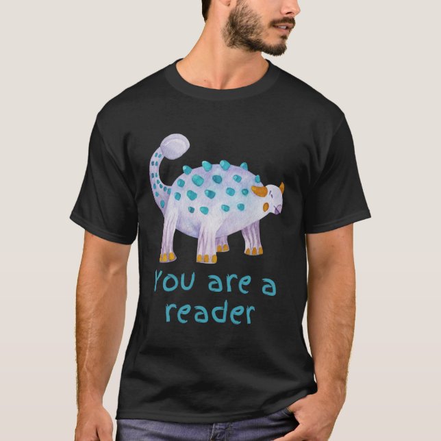 Bok Dinosaur Reader T Shirt (Framsida)