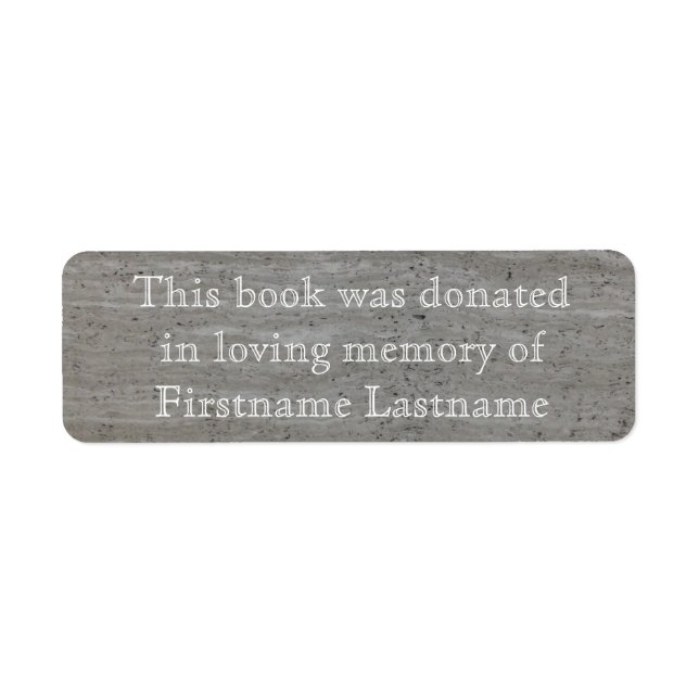 Bok Donation Sticker Marble Returadress Etikett (Framsidan)