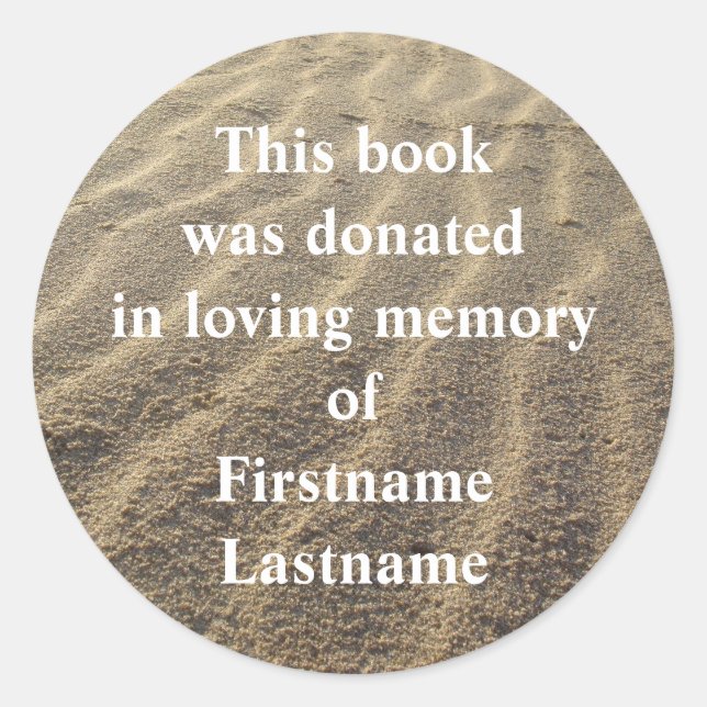 Bok Donation Sticker Sand Runt Klistermärke (Framsida)