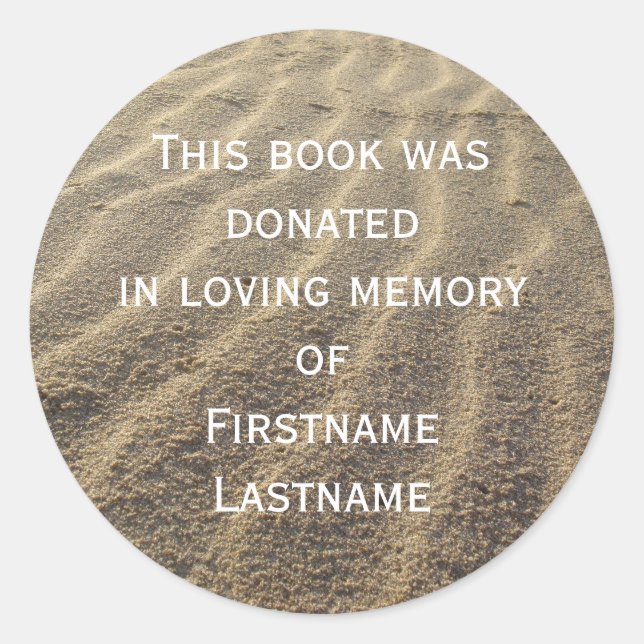 Bok Donation Sticker Sand Runt Klistermärke (Framsida)