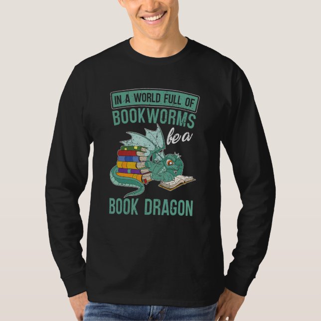 Bok Dragon Bookworm Fantasy Animal Bok Reading T Shirt (Framsida)