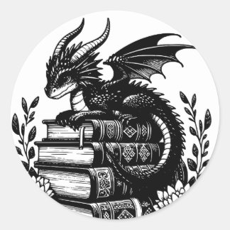 Bok Dragon Fantasy Reader Bookish Bok älskare Runt Klistermärke