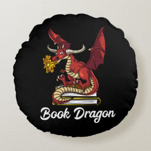 Bok Dragon Literature Reading Geek Nerd Rund Kudde
