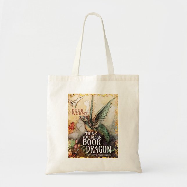BOK DRAGON Tote Bag Tygkasse (Framsidan)