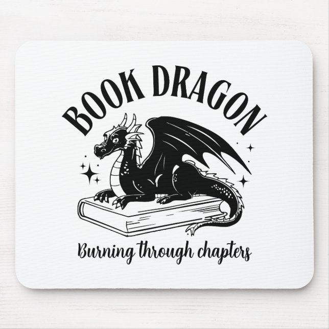 Bok Draken Fantasy Läsare Bokig Uttryck Musmatta (Framsidan)