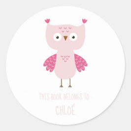 BOK-ETIKETT: ROSA BABY UGGLA RUNT KLISTERMÄRKE