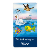 Bok-etiketter med söta djur