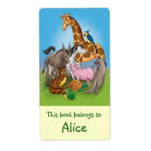 Bok-etiketter med söta djur