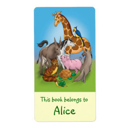 Bok-etiketter med söta djur fraktsedel