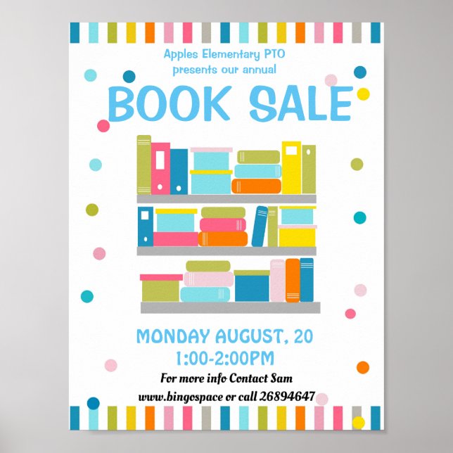 bok fair, bok-sale PTO PTA-finansiering Poster (Framsidan)
