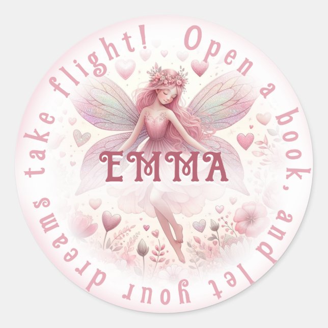 Bok Fairy Runt Klistermärke (Framsida)