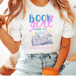 Bok flicka sommar Söt mås Personlig T Shirt