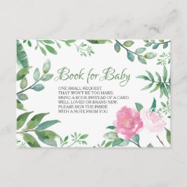 Bok för baby inledande kort, grönska rosa ros tilläggskort