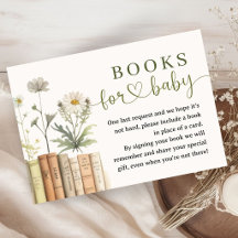 Bok för baby shower Blommig bibliotek Böcker för b