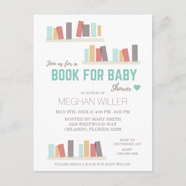 Bok för baby shower inbjudan (Framsida)