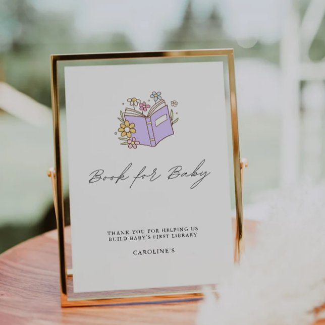 Bok för Baby-skylt, babyskor Inbjudningar (Book for Baby Sign, Baby Shower Invitation)
