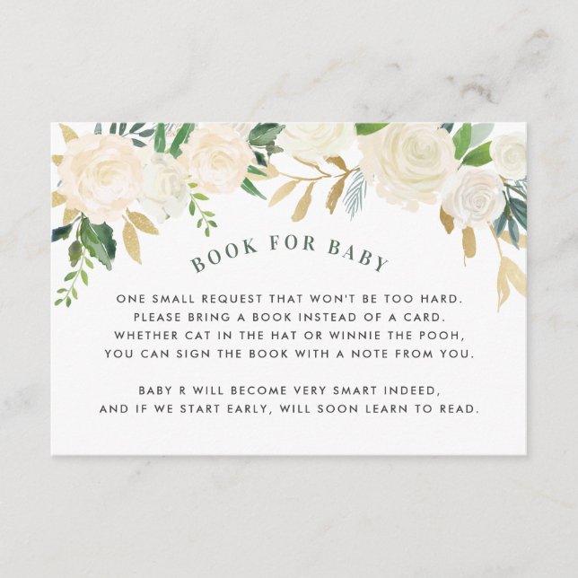 Bok för bebis grön blomsterdusch begäran kort (Framsida)