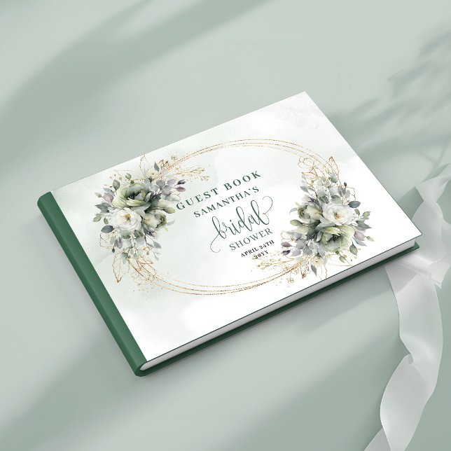 Bok för bröllopsduschgäster med botanisk akvarell (Botanical Watercolor Bridal Shower Guest Book)