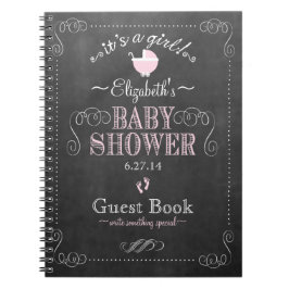 Bok för gäst för baby shower för svart tavla för anteckningsbok med spiral