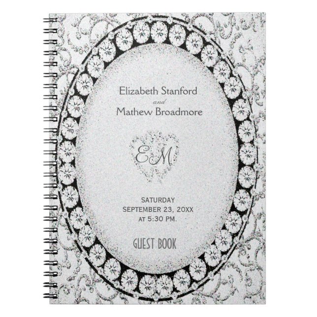 Bok för gäst för diamantglitter | anteckningsbok med spiral (Framsidan)