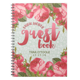 Bok för gäst för vit- & gröntsnöremöhippa anteckningsbok med spiral