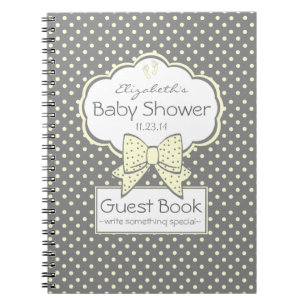 Bok för gult- och grå färgbaby showergäst anteckningsbok