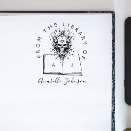 Bok från Bibliotek Goth Skull-skript för Initialer Stämpel