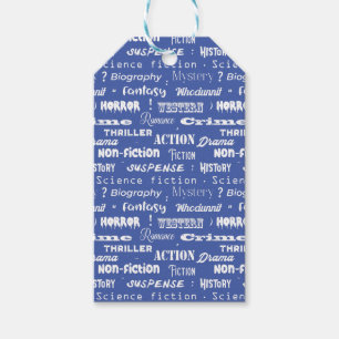 Bok Genres Blue White Presentetikett