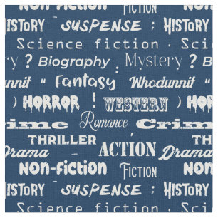 Bok Genres Typografiska bibliotekarblå vit Tyg