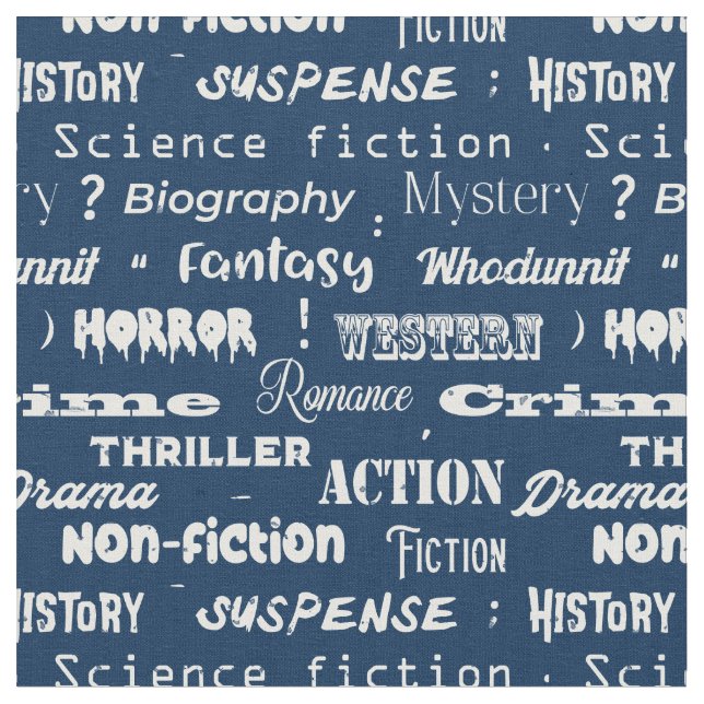 Bok Genres Typografiska bibliotekarblå vit Tyg (Närbild)